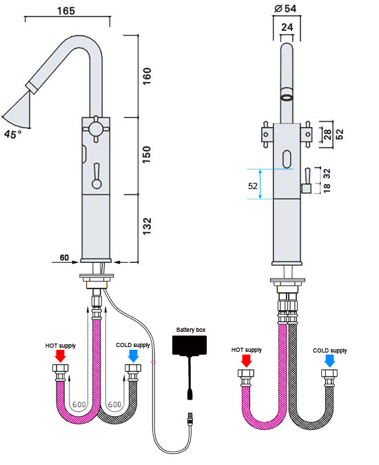 AMA-5205T Sensor Tap Technical Dimension