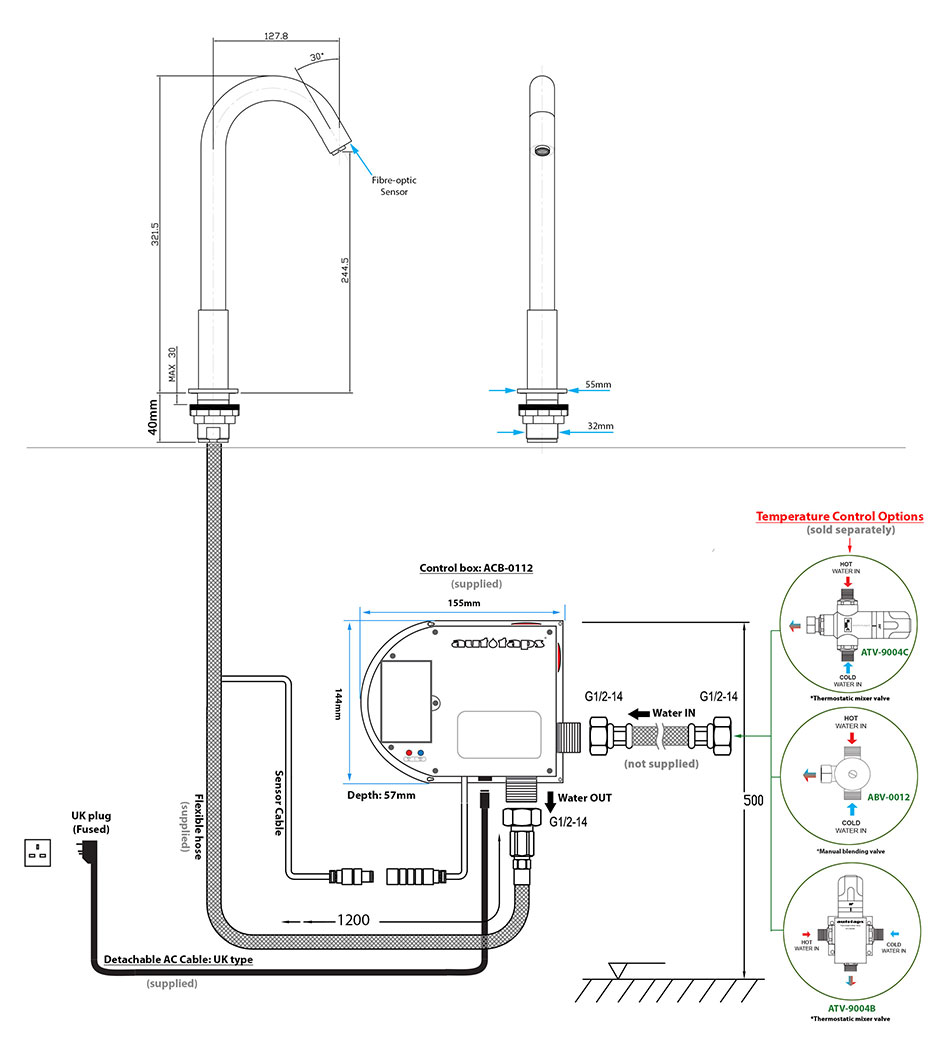 ATX-0049H Sensor tap Dimension 