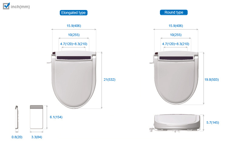 Automatic bidet RAB-103R Dimension