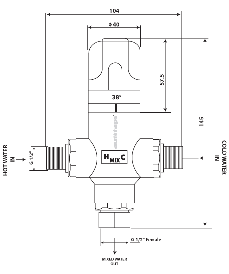 ATV-9004C Thermostatic Mixer Valve Dimension
